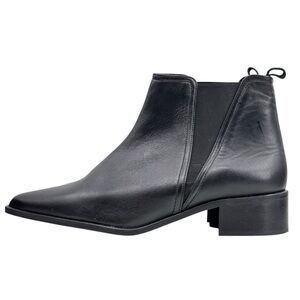 Fabianelli Italian Handcrafted Black Leather Pointed Ankle Boots